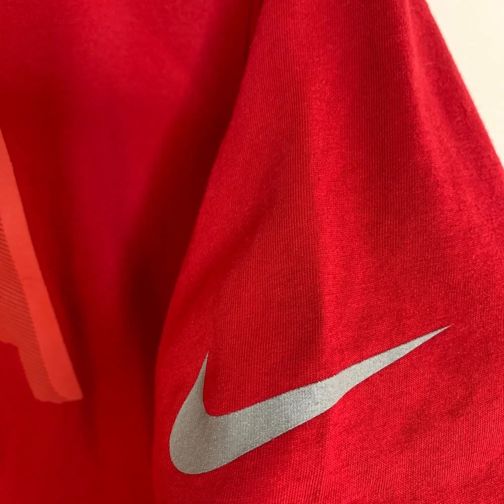 Nike Mens Medium Dri Fit Tee Red USA Spellout Olympic Team